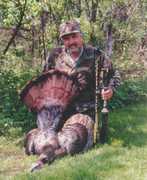 My biggest Spring gobbler with a
bow. 22lbs w/ 10" beard. I used
my Jennings compound bow